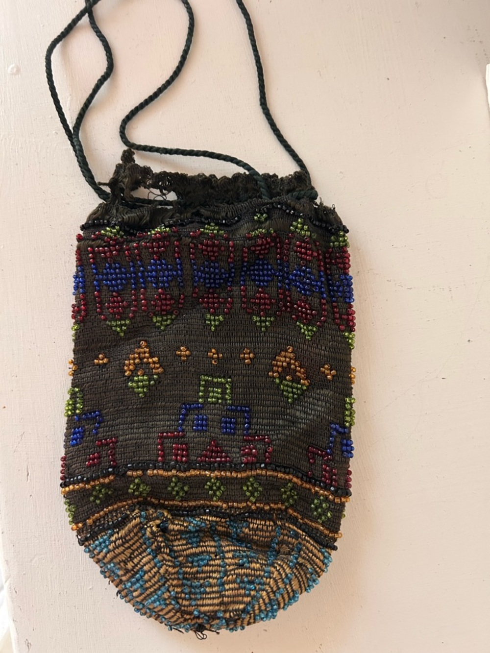 Antique Hand-Beaded Black 1920’s Bag